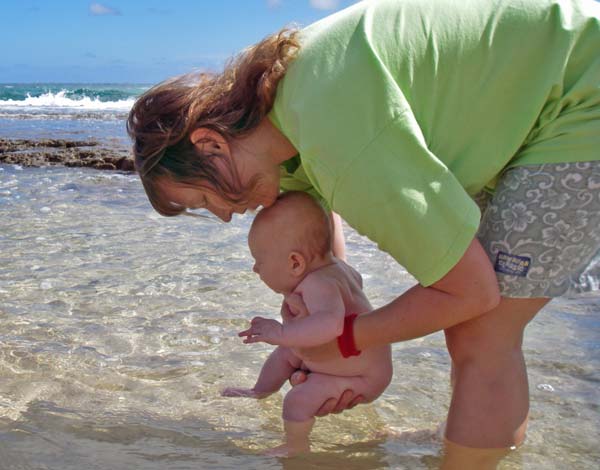 first ocean dip (towards ocean)