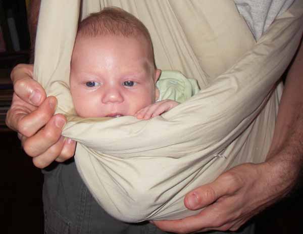 Leilani, 6 weeks old, in the sling