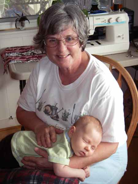 Leilani, 6 weeks old, with Grandma Rosemary