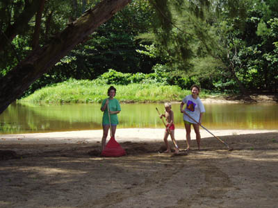 cleaning up Kalihiwai
